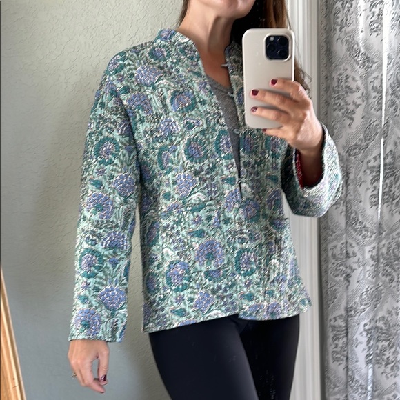 Vintage reversible green and red quilted jacket made in India 100% cotton - Picture 1 of 17